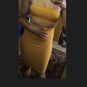 2 piece mustard skirt set